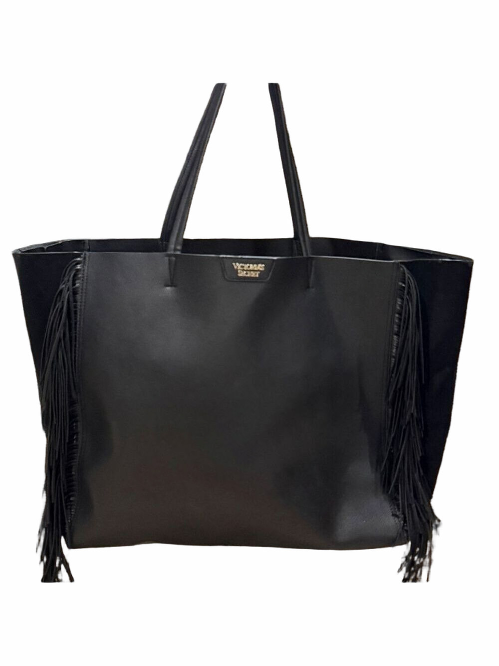 Victoria's Secret Black Fringe Tote Bag Large